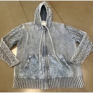 90s 80s Vintage PBJ Blues Blue Hooded Full Zip Jacket Women's Medium